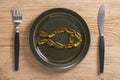 Omega3 capsules in plate and cutlery