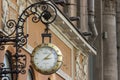 Omega clock on the wall of a building on Nevsky Prospekt in St. Petersburg