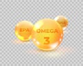 Omega 3. 3d EPA and DHA molecular fish oil, omega3 three isolated nutritivos, clear molecule natural vitamin, realistic