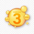 Omega Fatty Acid, EPA, DHA. Omega Three, Natural Fish, Plants Oil. Vector stock illustration