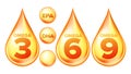 Omega Fatty Acid, EPA, DHA Vector Drops Set