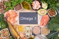 Omega 3 fatty acids food sources Royalty Free Stock Photo