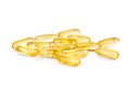 Omega-3 fish oil capsule arranged in fish shape. It contains omega-3 polyunsaturated acid EPA and DHA enhances heart and health