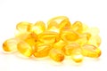 Omega 3 fish oil capsules isolated on a white background