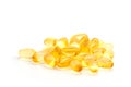 Omega 3 fish oil capsules isolated on a white background