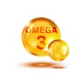 Omega 3 icon in flat style. Pill capcule vector illustration on white isolated background. Oil fish business concept