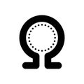 Black solid icon for Omega, ohm and website Royalty Free Stock Photo