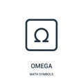 omega icon vector from math symbols collection. Thin line omega outline icon vector illustration