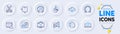 Omega, Scissors and Puzzle line icons for web app. Pictogram icon. Vector