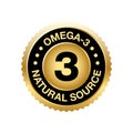 Omega 3 Source vector round badge logo icon Royalty Free Stock Photo