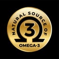 Omega 3 Source vector round badge logo icon Royalty Free Stock Photo