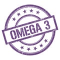 OMEGA 3 text written on purple violet vintage stamp