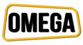 OMEGA text on yellow-black trapeze stamp sign