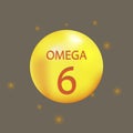 Omega vitamin 6. Colagen dha icon. Natural calcium Omega 6. Symbol of health. Healthy food, diet. Vector illustration