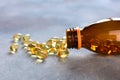 Omega 3 vitamins pills from the bottle Royalty Free Stock Photo