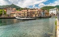 View of historic center of Omegna village, located on the coast of Lake Orta in Piedmont.