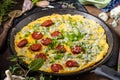 Omelet with blue cheese and sausage Royalty Free Stock Photo