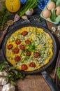 Omelet with blue cheese and sausage Royalty Free Stock Photo