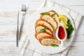 Omelet Cheese Roll on a white plate Royalty Free Stock Photo