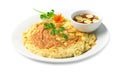 Omelet fried eggs Thai food style inside dish Royalty Free Stock Photo