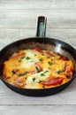 Omelet in frying pan Royalty Free Stock Photo