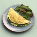 Omelet with greens close-up on a plate