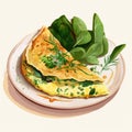 Omelet with greens close-up on a plate