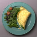 Omelet with greens close-up on a plate