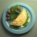 Omelet with greens close-up on a plate