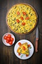 Omelet with herbs and fresh tomatoes Royalty Free Stock Photo