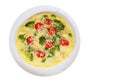 Omelet with tomato, broccoli and cheese. top view Royalty Free Stock Photo