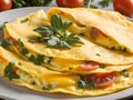 omelet with tomatoes, cheese and spinach