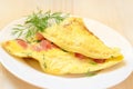 Omelet with tomatoes and herbs Royalty Free Stock Photo