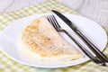 Omelete on a white plate, horizontal Royalty Free Stock Photo