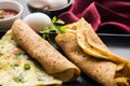 Omelette / omelette chapati roll or Indian bread or roti rolled with omlet. Royalty Free Stock Photo