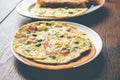 Omelette / omelette chapati roll or Indian bread or roti rolled with omlet. Royalty Free Stock Photo