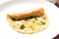 Omelette / omelette chapati roll or Indian bread or roti rolled with omlet. Royalty Free Stock Photo