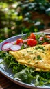 Omelette with fresh garden salad on a plate,. AI Generated Royalty Free Stock Photo