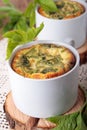 Omelette with goutweed in two cups Royalty Free Stock Photo