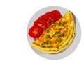 Omelette on plate. top view. isolated Royalty Free Stock Photo