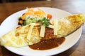 Omelette rice,omurice, japanese food Royalty Free Stock Photo
