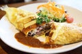 Omelette rice,omurice, japanese food Royalty Free Stock Photo