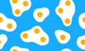 Omelette Scrambled Egg Breakfast Pattern Flat Blue