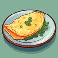 Omelette Scrambled Eggs as Tasty Dishes with Egg Ingredient Served on plate Vector Illustration