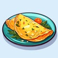 Omelette Scrambled Eggs as Tasty Dishes with Egg Ingredient Served on plate Vector Illustration