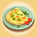 Omelette Scrambled Eggs as Tasty Dishes with Egg Ingredient Served on plate Vector Illustration