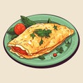 Omelette Scrambled Eggs as Tasty Dishes with Egg Ingredient Served on plate Vector Illustration