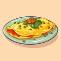 Omelette Scrambled Eggs as Tasty Dishes with Egg Ingredient Served on plate Vector Illustration