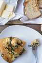Omelette with wild mushrooms and spinach Royalty Free Stock Photo