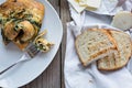 Omelette with wild mushrooms and spinach Royalty Free Stock Photo